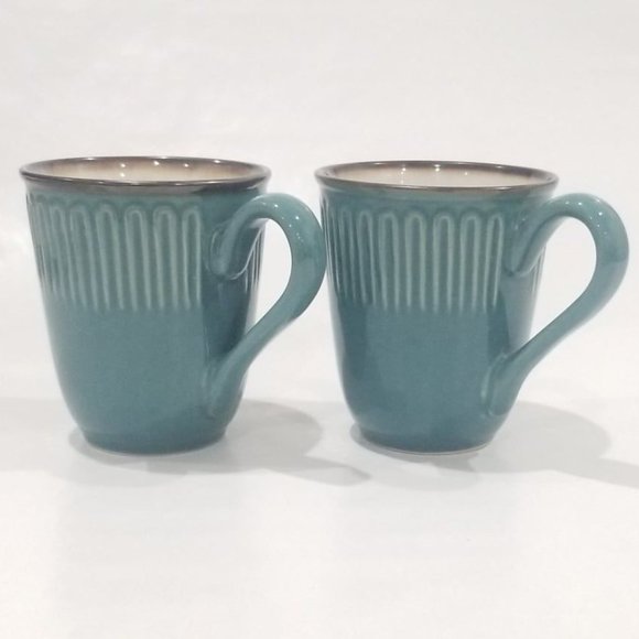 Fisher - Stoneware Mugs - Teal - 2 each - Picture 1 of 11